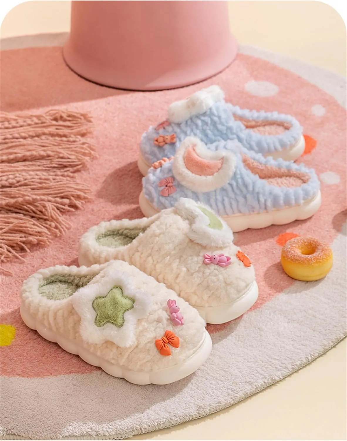 Star Cotton Plush Slippers - Men's & Women's Home Slippers