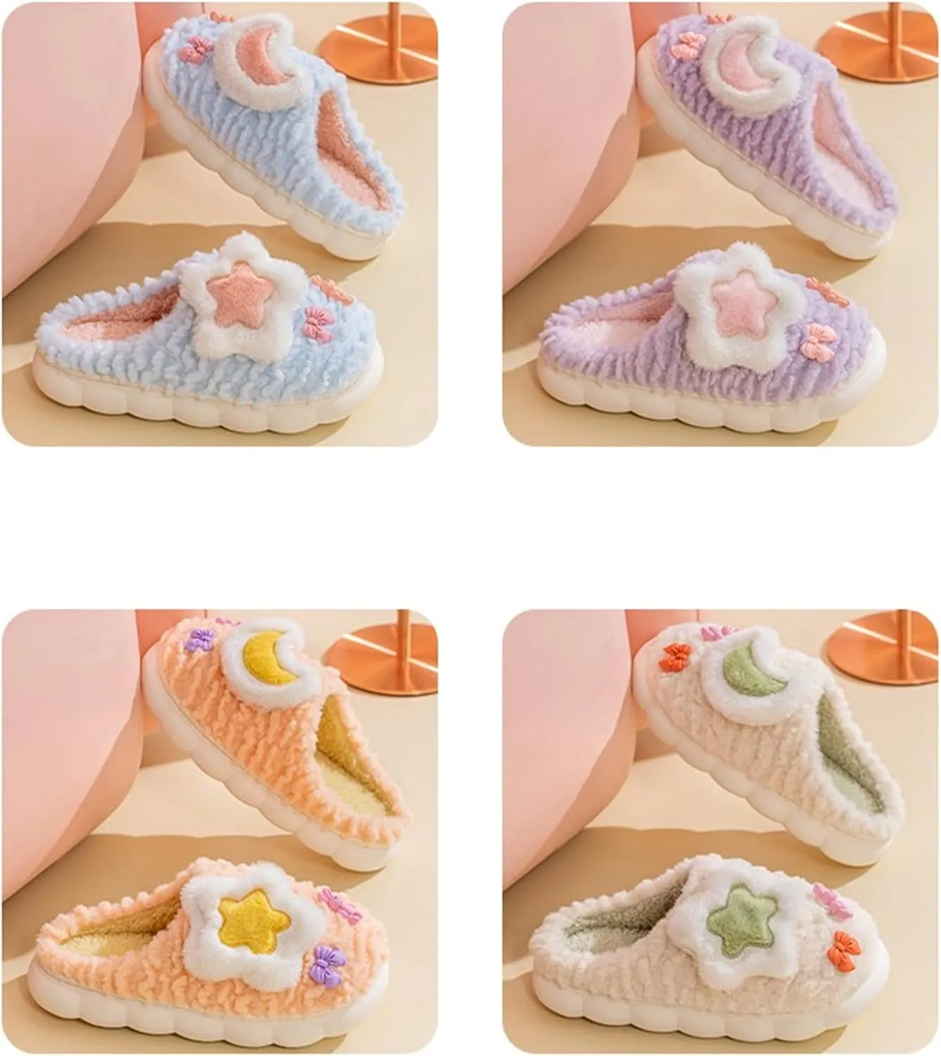Star Cotton Plush Slippers - Men's & Women's Home Slippers