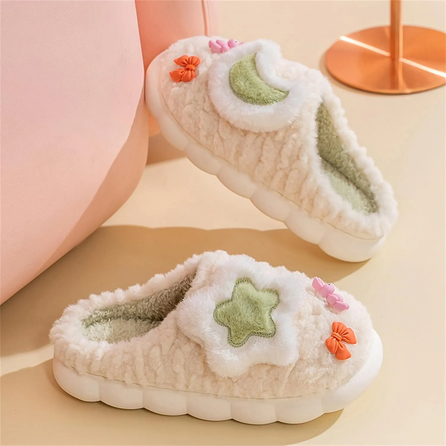 Star Cotton Plush Slippers - Men's & Women's Home Slippers