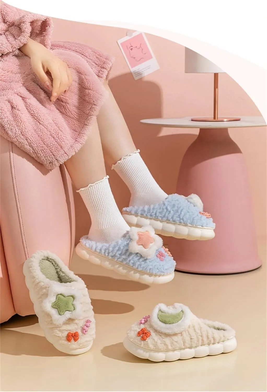 Star Cotton Plush Slippers - Men's & Women's Home Slippers