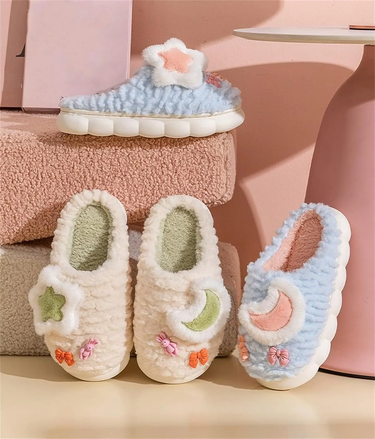 Star Cotton Plush Slippers - Men's & Women's Home Slippers