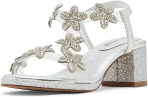 Steve Madden Girls Shoes Girls Savvy Heeled Sandal, Silver, 1 Little Kid