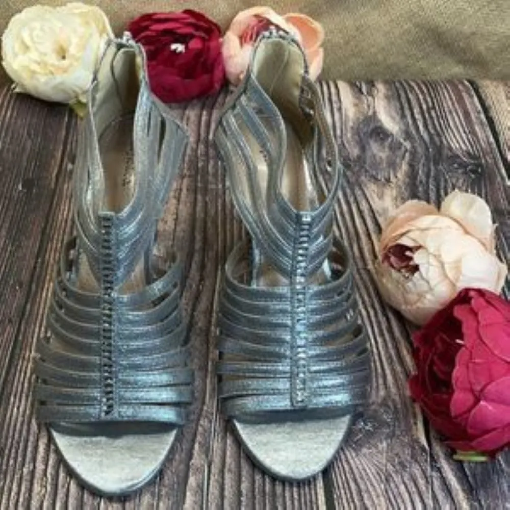 Style & Co Gray Shaynaa Embellished Evening Sandals 8M