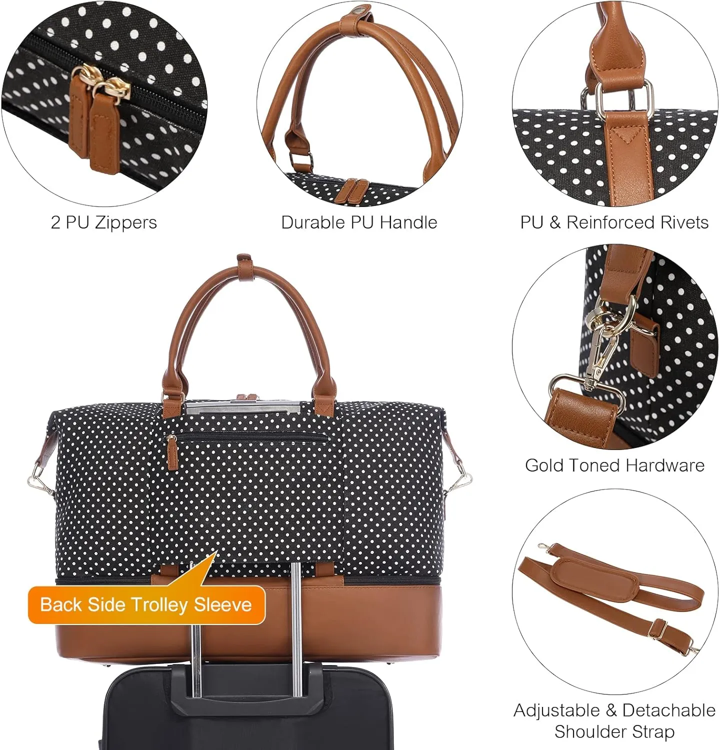 Sucipi Weekender Bags for Women Canvas Travel Duffle Bag with Shoe Compartment Overnight Bag Carry on Gym Duffel with Toiletry Bag for Traveling Weekend Hospital Bags for Labor and Delivery