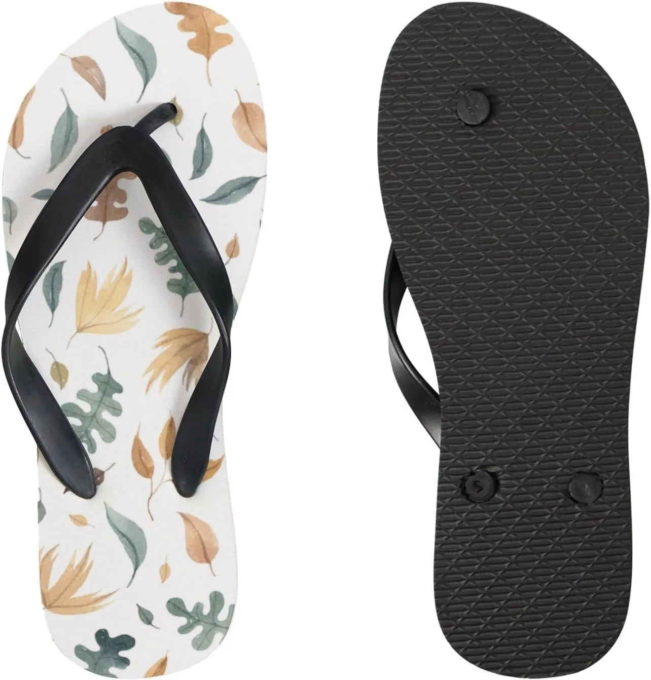 Summer Flip Flops for Women Girls - Colorful Maple Oak Leaves Casual Thong Slippers Slide Flat Sandals for Beach