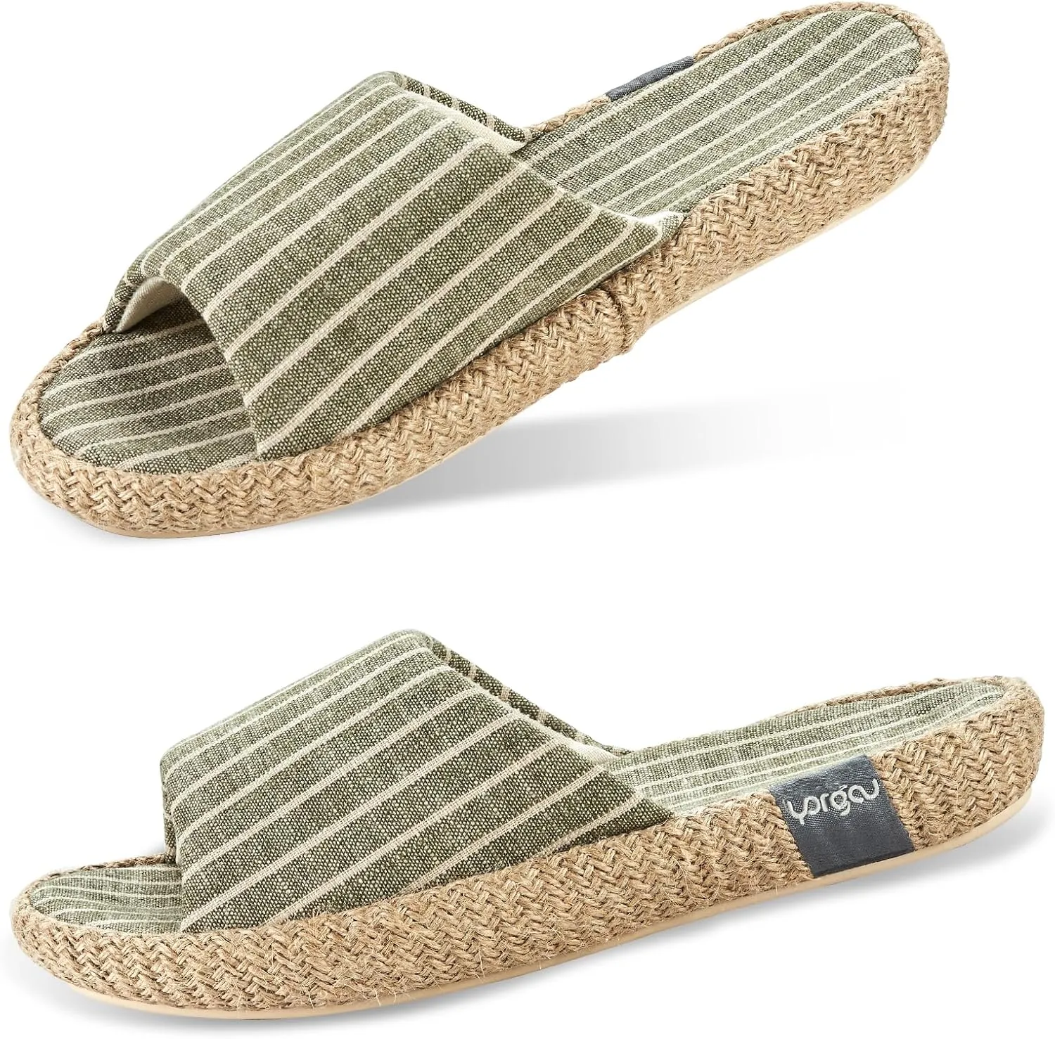 Summer House Slippers for Women Indoor Open Toe Women House Slippers Cotton and Linen Shoes Breathable Home TPR Outsole