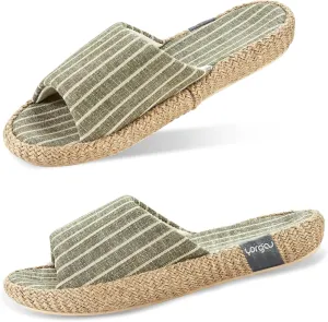 Summer House Slippers for Women Indoor Open Toe Women House Slippers Cotton and Linen Shoes Breathable Home TPR Outsole