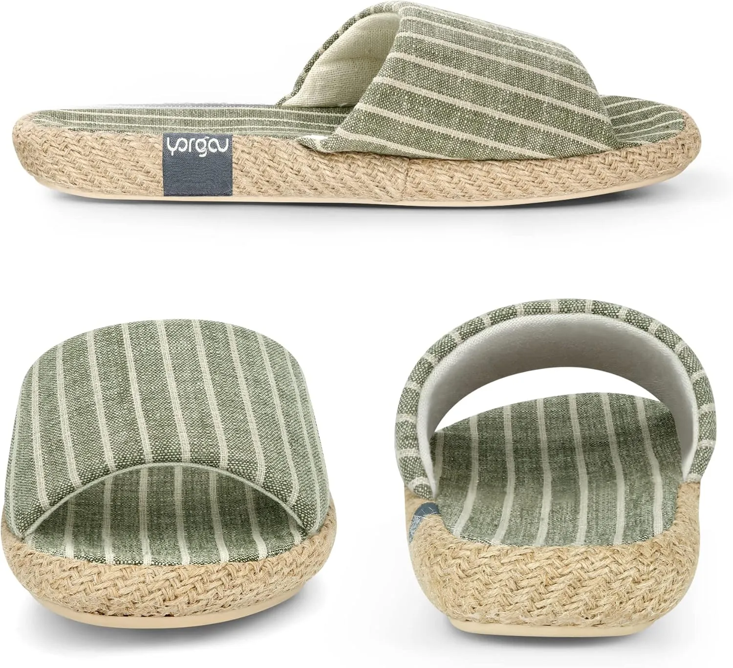 Summer House Slippers for Women Indoor Open Toe Women House Slippers Cotton and Linen Shoes Breathable Home TPR Outsole