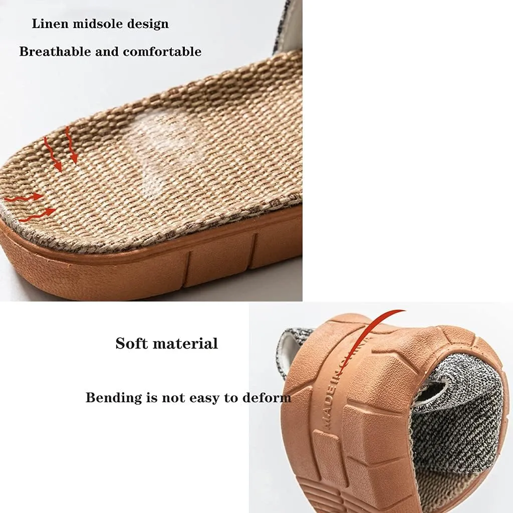 Tatami Slippers Men Flax Home Sandals Slipper Lightweight Linen Summer Beach Shoes Skidproof Lightweight Women Indoor&Outdoor Slipper Open-Toe House Slippers for Women