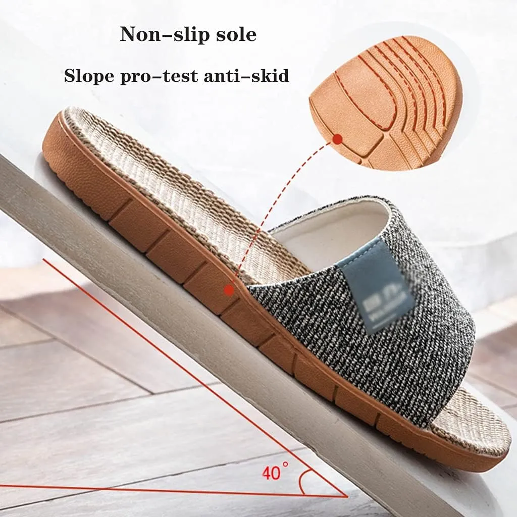 Tatami Slippers Men Flax Home Sandals Slipper Lightweight Linen Summer Beach Shoes Skidproof Lightweight Women Indoor&Outdoor Slipper Open-Toe House Slippers for Women