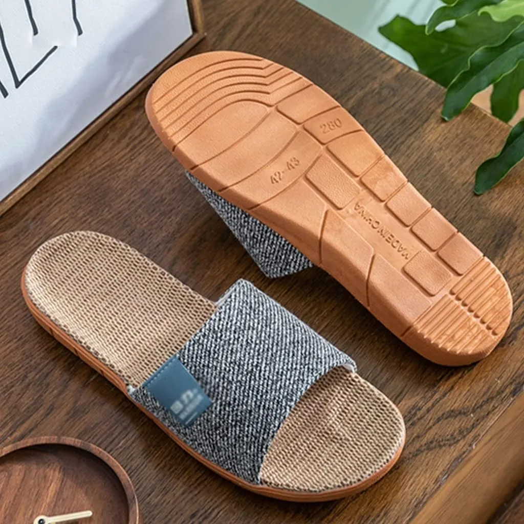 Tatami Slippers Men Flax Home Sandals Slipper Lightweight Linen Summer Beach Shoes Skidproof Lightweight Women Indoor&Outdoor Slipper Open-Toe House Slippers for Women