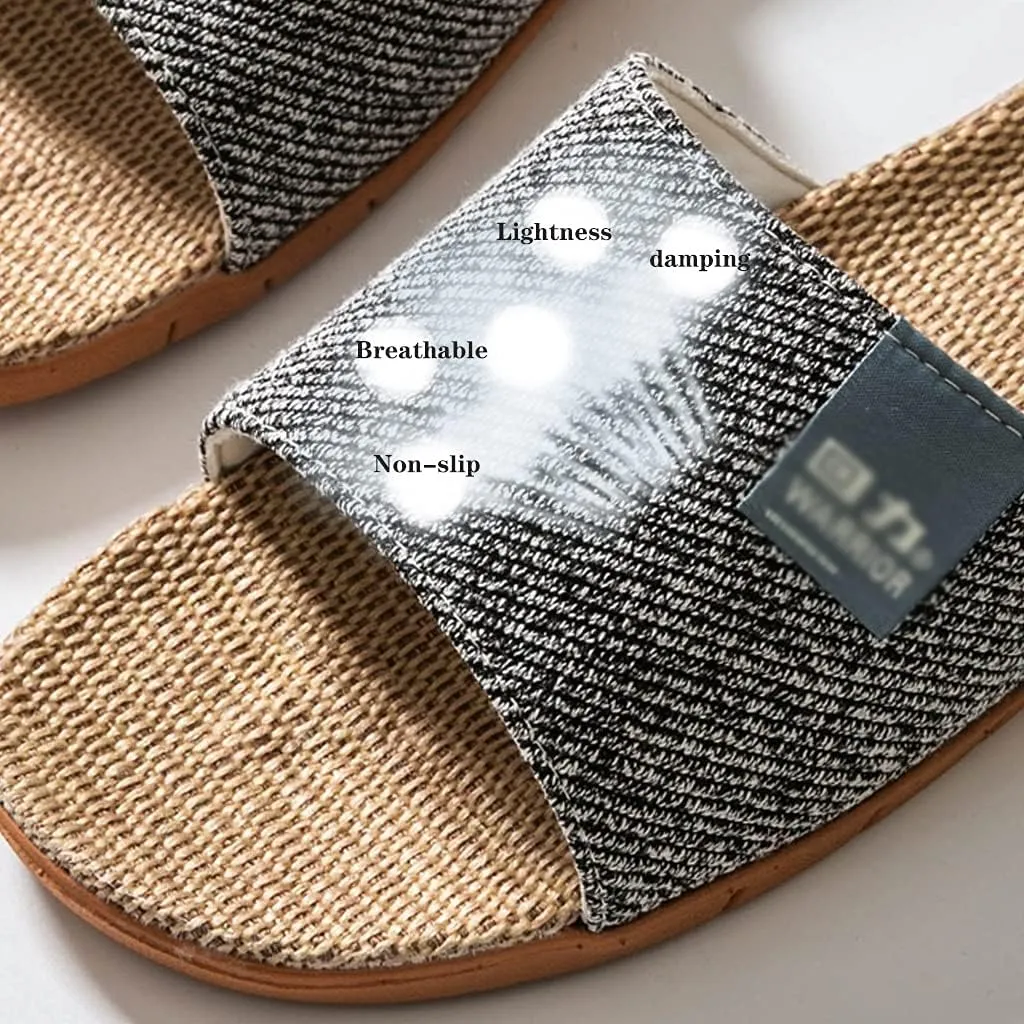 Tatami Slippers Men Flax Home Sandals Slipper Lightweight Linen Summer Beach Shoes Skidproof Lightweight Women Indoor&Outdoor Slipper Open-Toe House Slippers for Women