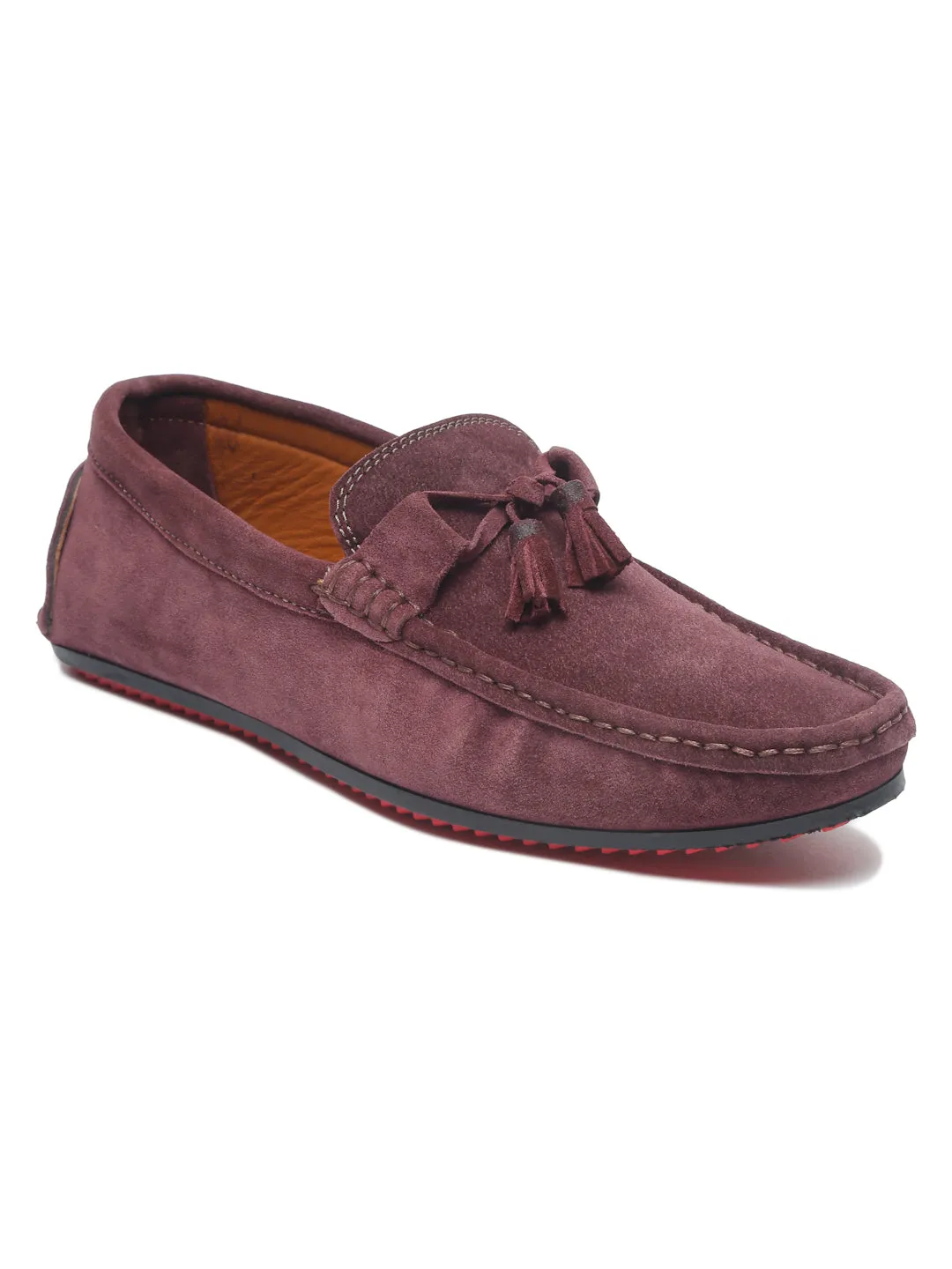 Teakwood Leather Men Solid Round-Toe Purple Loafer - Clearance sale