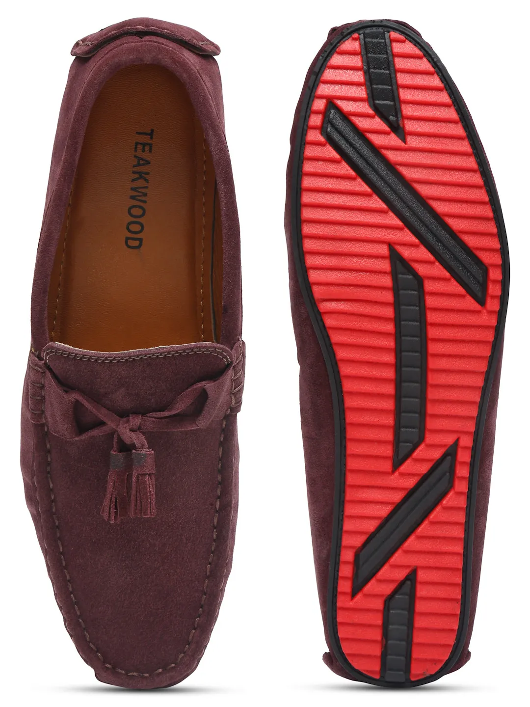 Teakwood Leather Men Solid Round-Toe Purple Loafer - Clearance sale