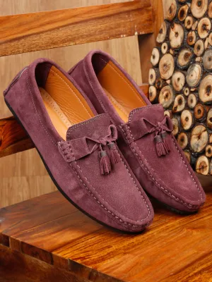 Teakwood Leather Men Solid Round-Toe Purple Loafer - Clearance sale