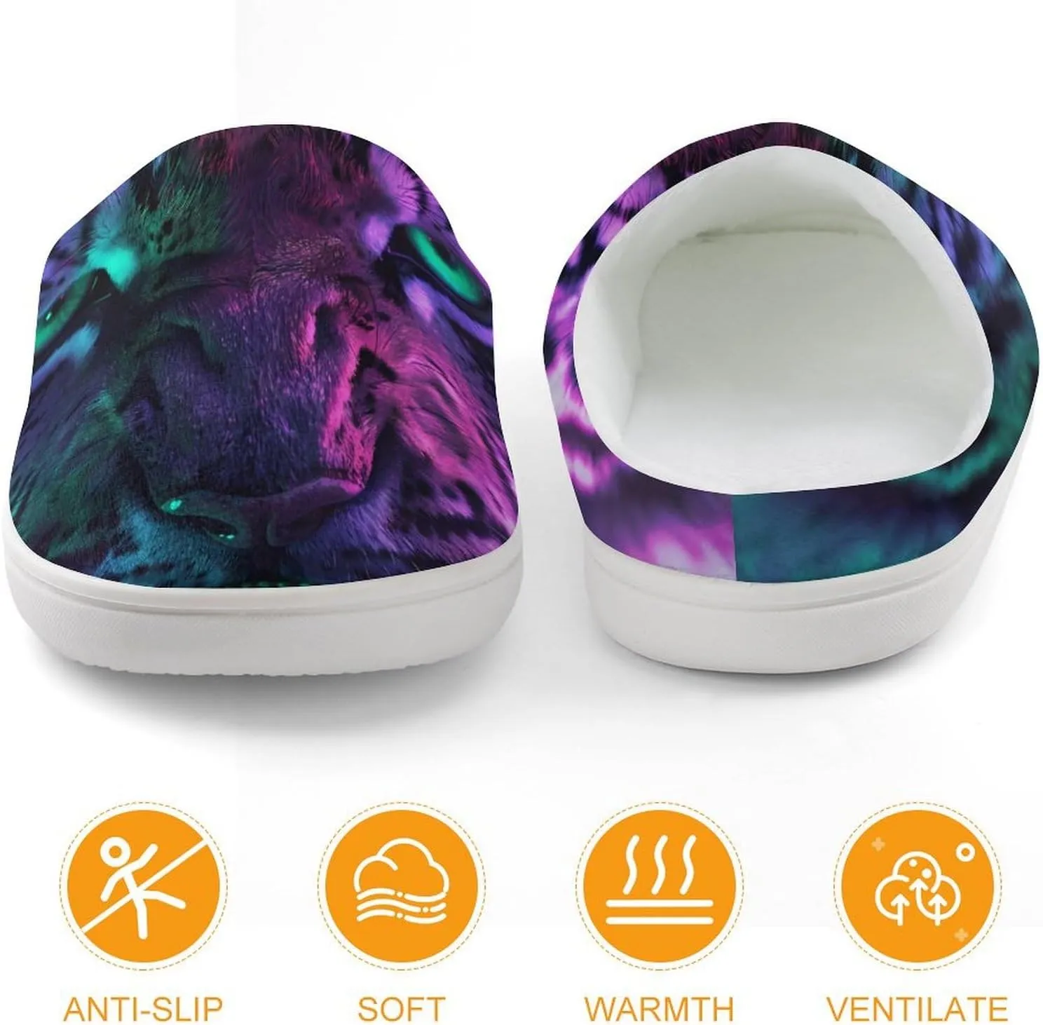 Tiger with Green Eyes Galaxy Cute Cotton Slippers Anti-slip House Shoe Slipper Indoor Outdoor