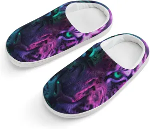 Tiger with Green Eyes Galaxy Cute Cotton Slippers Anti-slip House Shoe Slipper Indoor Outdoor