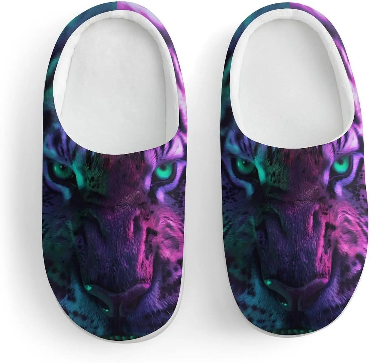 Tiger with Green Eyes Galaxy Cute Cotton Slippers Anti-slip House Shoe Slipper Indoor Outdoor