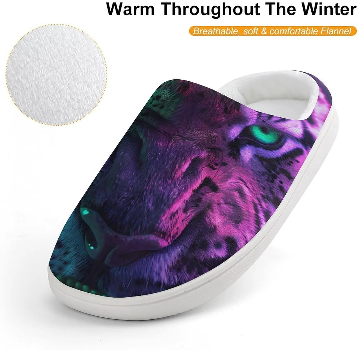 Tiger with Green Eyes Galaxy Cute Cotton Slippers Anti-slip House Shoe Slipper Indoor Outdoor