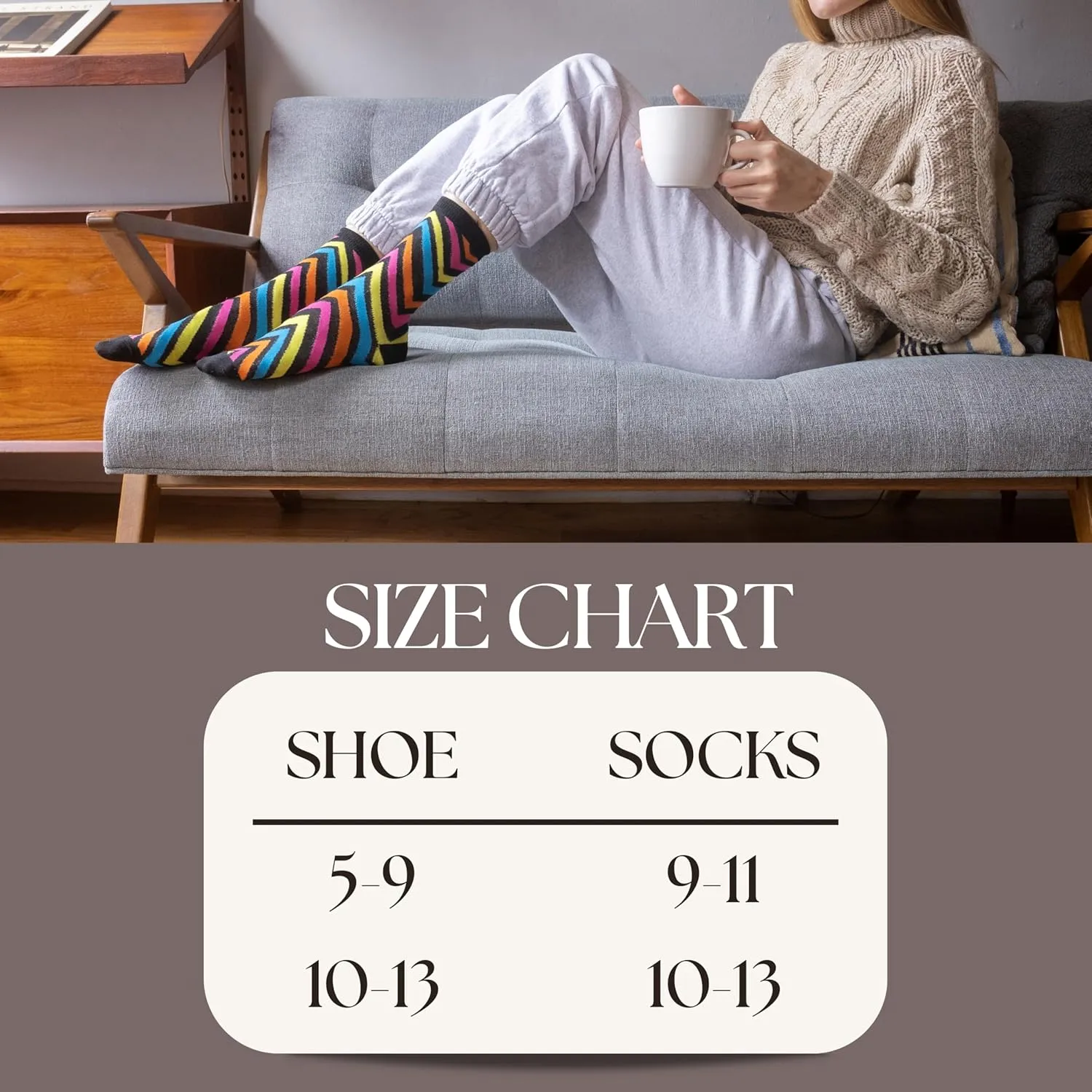 Tipi Toe Women's 12 Pairs Lightweight Colorful Patterned Crew Socks
