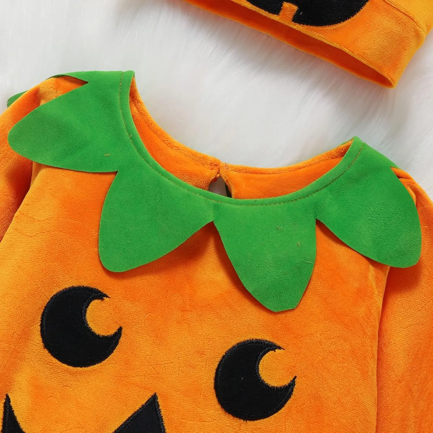 Toddler Baby Girls Boys Halloween Long Sleeve Pumpkin Face Pattern Romper  Cap  Slipper Socks 3Pcs Outfits
