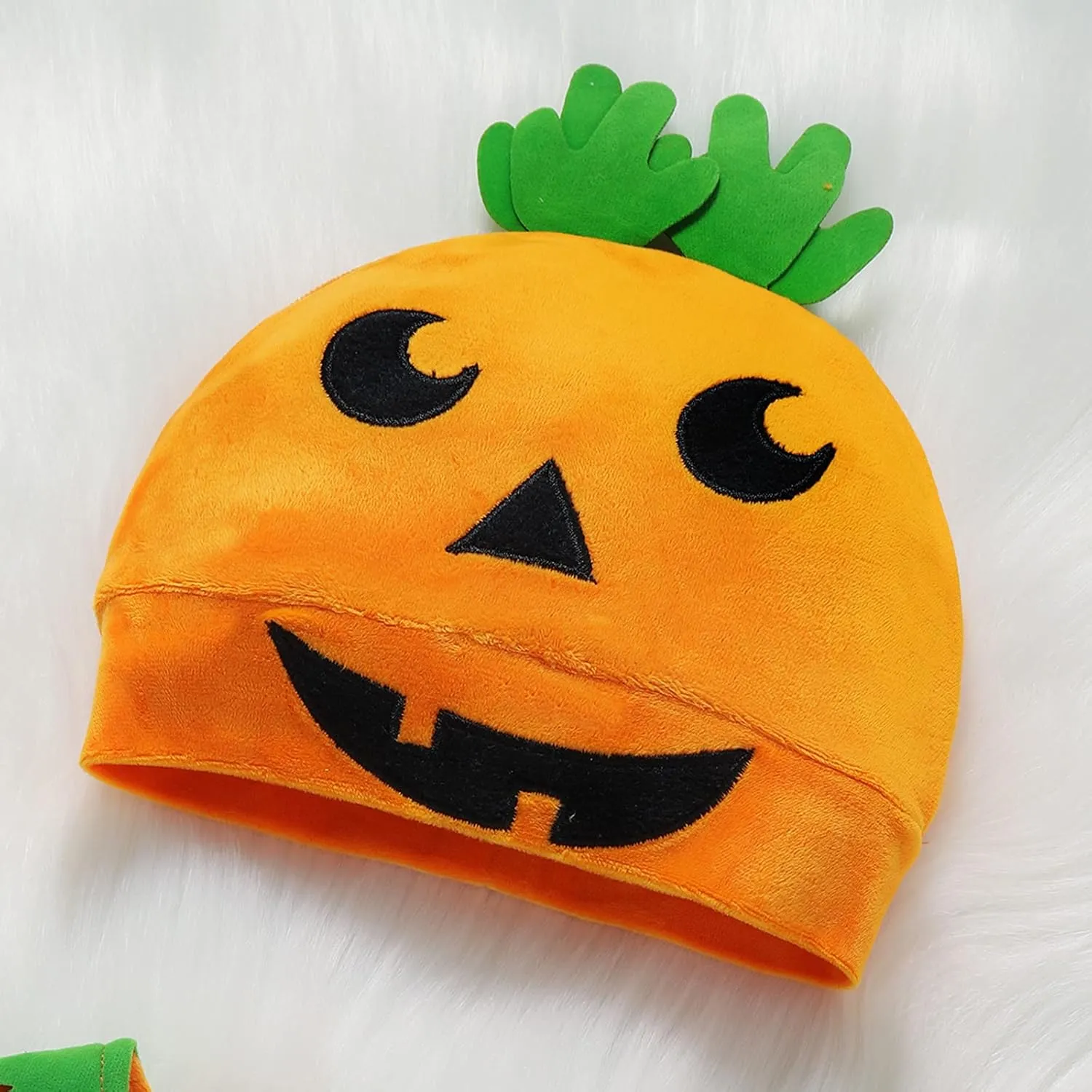 Toddler Baby Girls Boys Halloween Long Sleeve Pumpkin Face Pattern Romper  Cap  Slipper Socks 3Pcs Outfits