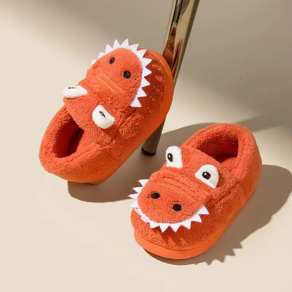 Toddler Boys Girls Dinosaur House Slippers Kids Cute Animal Slippers with Memory Foam Plush Warm Non-slip Home Shoes for Indoor and Outdoor