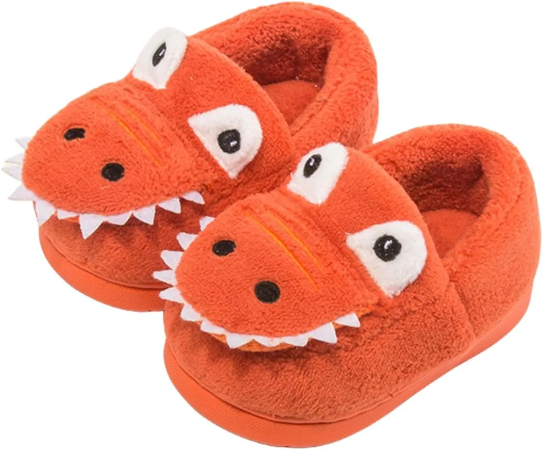 Toddler Boys Girls Dinosaur House Slippers Kids Cute Animal Slippers with Memory Foam Plush Warm Non-slip Home Shoes for Indoor and Outdoor