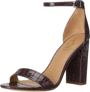 Toe Heel Open Sandal Strap High Eggplant Round Same-day shipping Wide Yaro Block Ankle Sam Functional Edelman