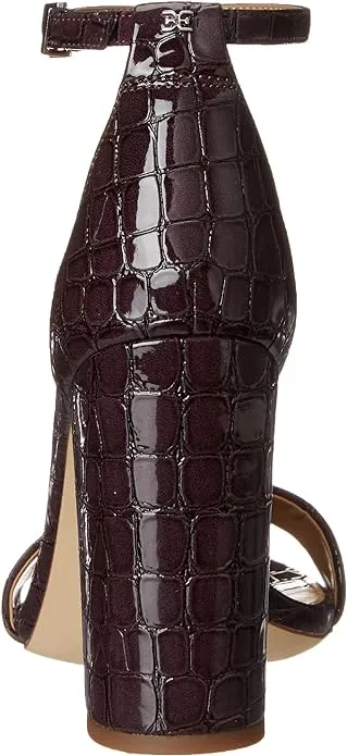 Toe Heel Open Sandal Strap High Eggplant Round Same-day shipping Wide Yaro Block Ankle Sam Functional Edelman
