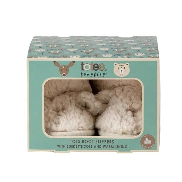 Totes Toasties POLAR BEAR Kids Bootie Slippers Beige