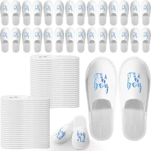 Toulite 25 Pairs Baby Shower Slippers Favors for Guest Bulk Disposable White Slippers, Us Men Size 10, Women 11