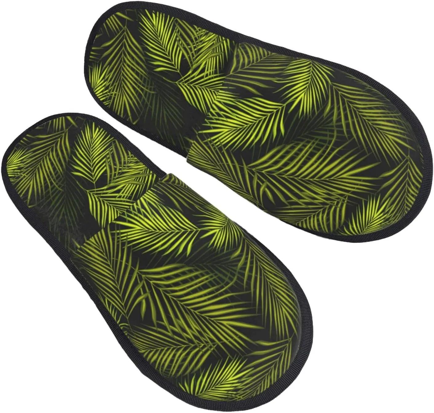 Tropical Palm Leaves Fern Leaf Slippers for Women Fuzzy House Shoes Anti-Skid Sole Indoor Outdoor Slide Slipper ()