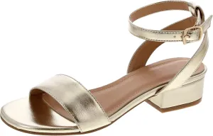 TruFox Open Toe Ankle Strap Low Block Heel Dressy Sandal