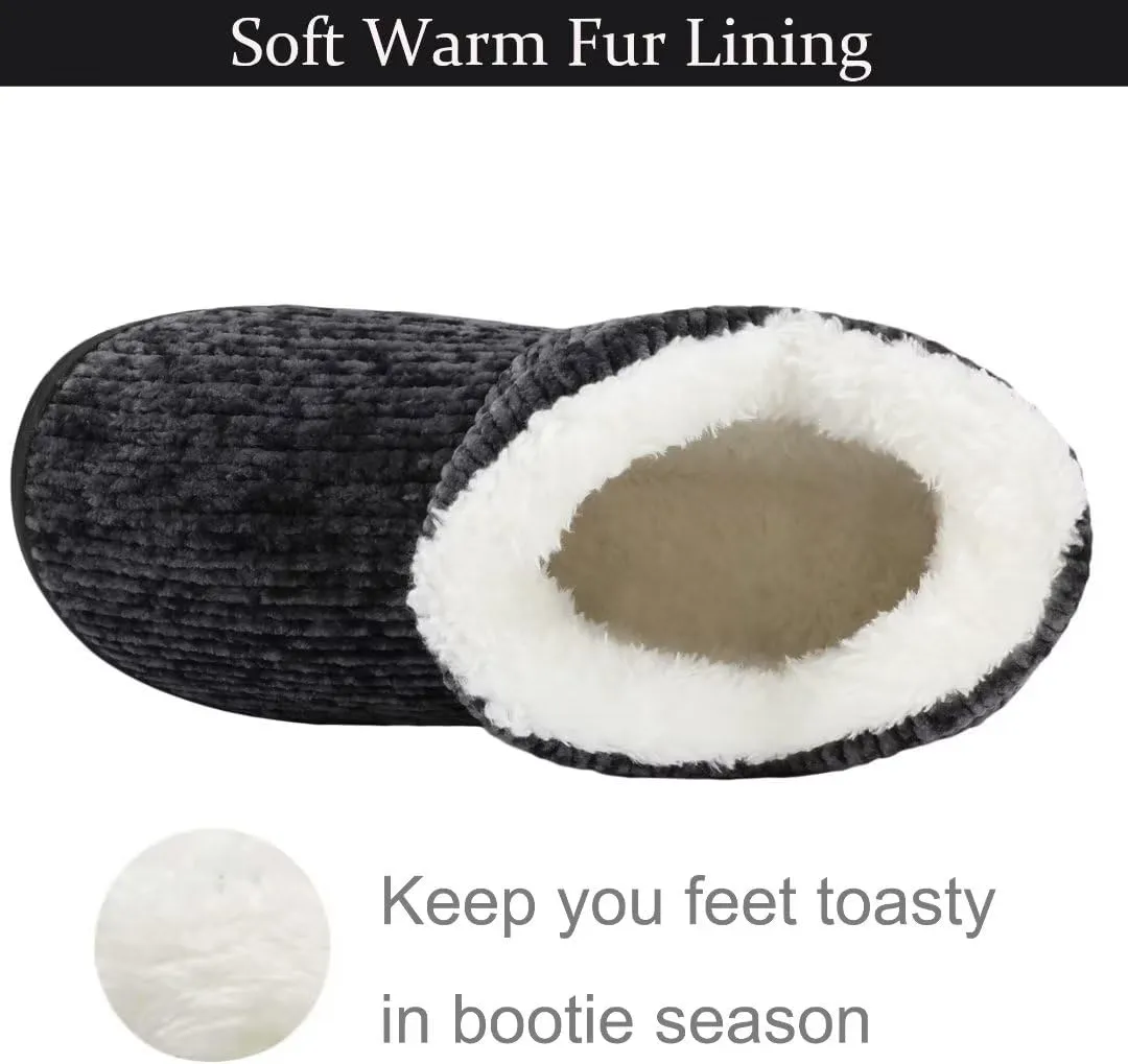 TUOBUQU Women Warm Bootie Slippers Fluffy Plush Indoor Outdoor Winter Booty Slippers