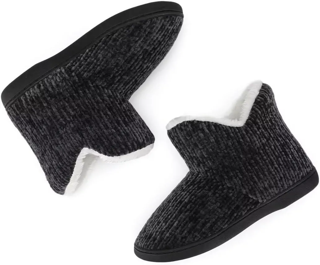 TUOBUQU Women Warm Bootie Slippers Fluffy Plush Indoor Outdoor Winter Booty Slippers