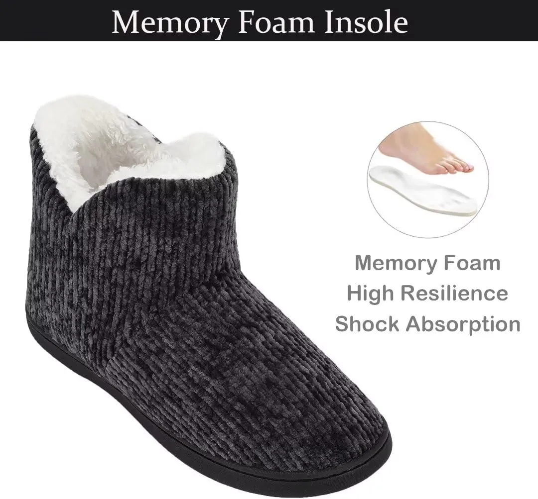 TUOBUQU Women Warm Bootie Slippers Fluffy Plush Indoor Outdoor Winter Booty Slippers