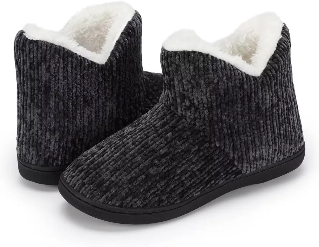 TUOBUQU Women Warm Bootie Slippers Fluffy Plush Indoor Outdoor Winter Booty Slippers