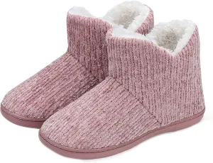 TUOBUQU Women Warm Bootie Slippers Fluffy Plush Indoor Outdoor Winter Booty Slippers