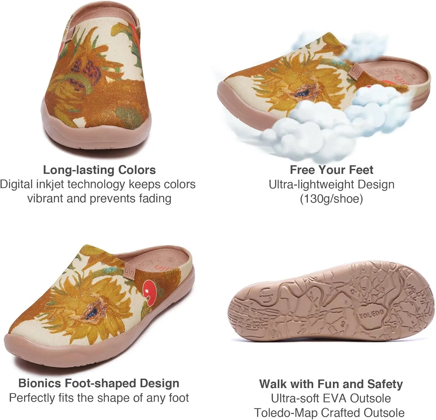 UIN Men's Painted Slipper Lightweight Comfort Mules Walking Casual Household Slip Ons Art Travel Shoes Malaga
