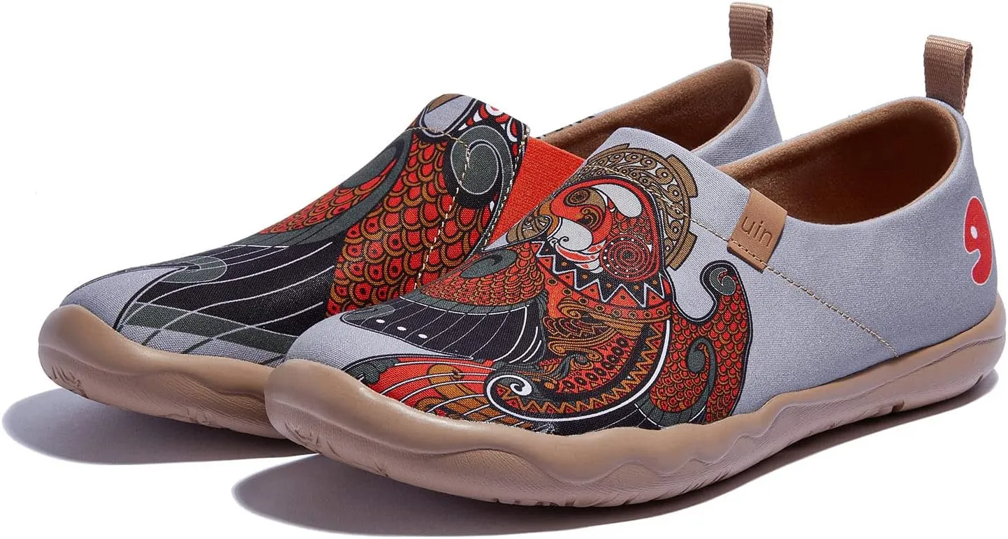 UIN Men's Walking Travel Shoes Slip On Canvas Casual Loafers Lightweight Comfort Fashion Sneaker Happy Doggies