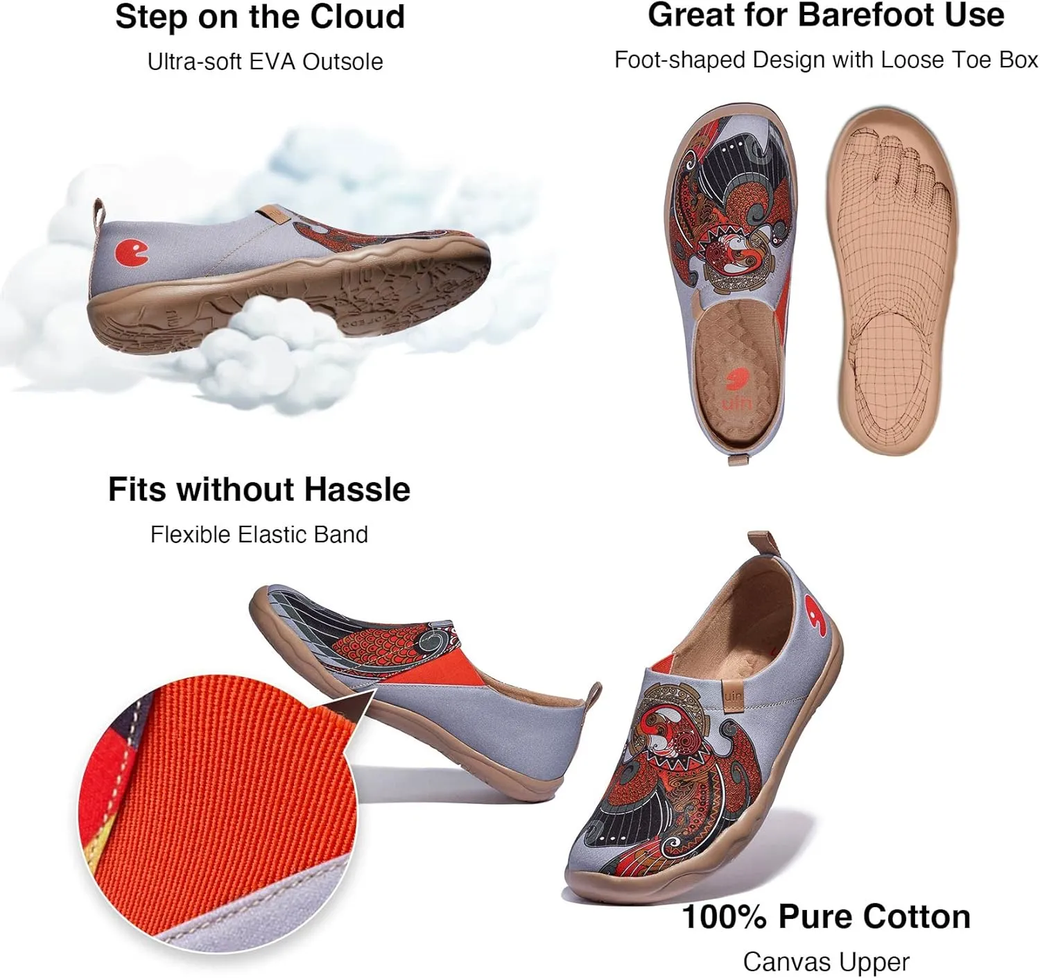 UIN Men's Walking Travel Shoes Slip On Canvas Casual Loafers Lightweight Comfort Fashion Sneaker Happy Doggies