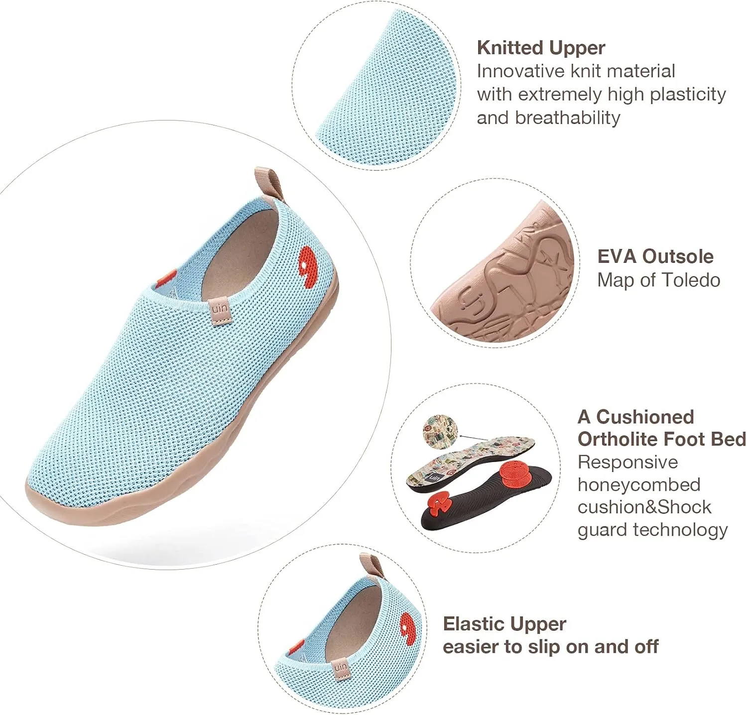 UIN Women's Slip Ons Lightweight Flats Sneakers Walking Casual Loafers Solid Color Travel Shoes