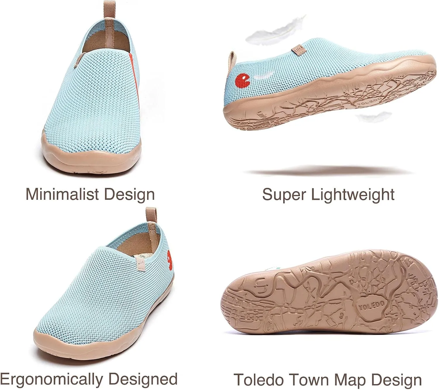 UIN Women's Slip Ons Lightweight Flats Sneakers Walking Casual Loafers Solid Color Travel Shoes
