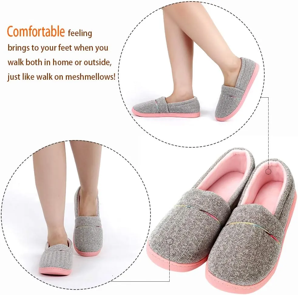 Urbancolor Women Washable Closed Back Indoor Slippers Anti-Slip House Slipper Breathable Home Shoes