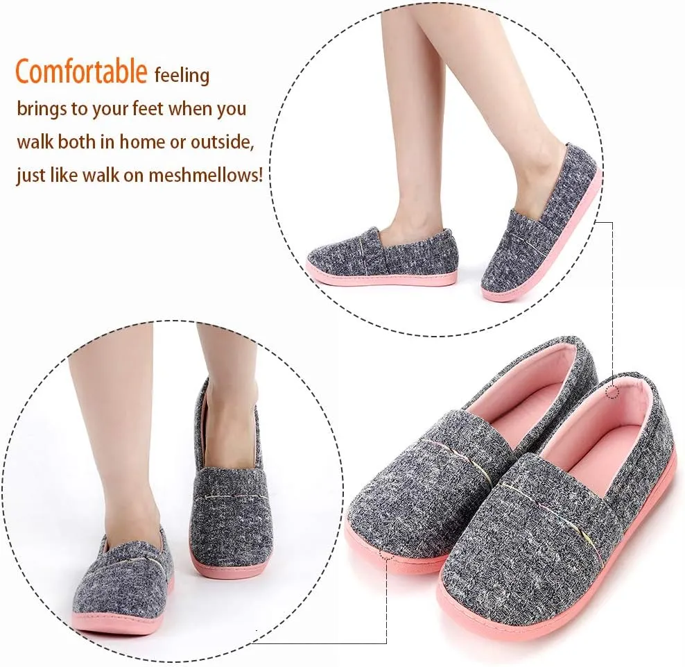 Urbancolor Women Washable Closed Back Indoor Slippers Anti-Slip House Slipper Breathable Home Shoes