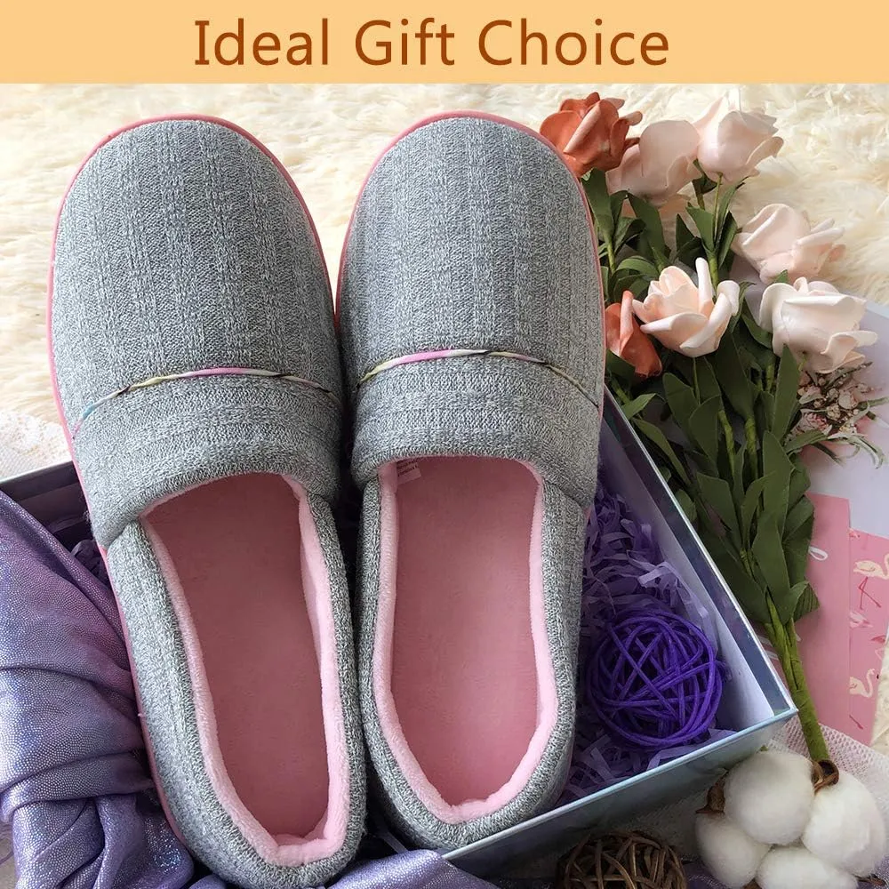 Urbancolor Women Washable Closed Back Indoor Slippers Anti-Slip House Slipper Breathable Home Shoes