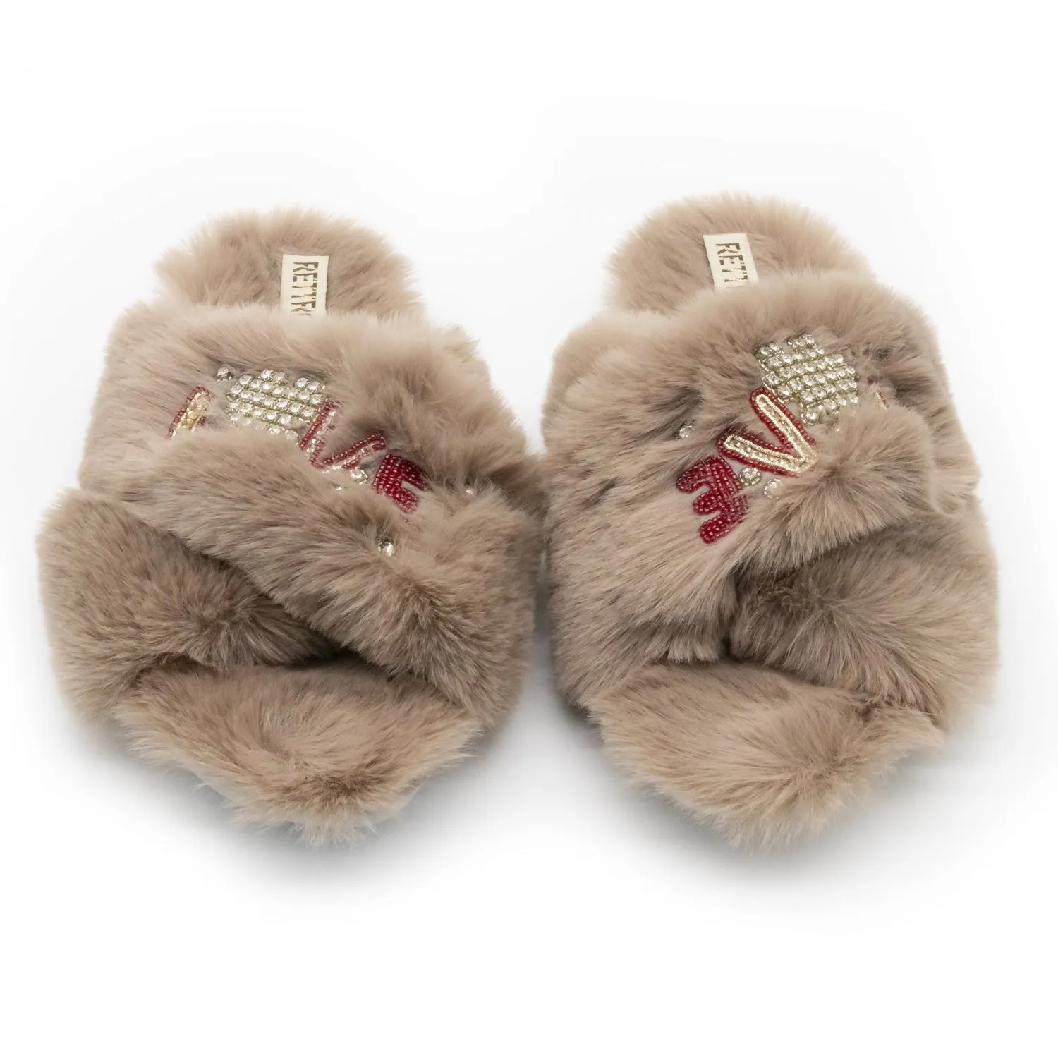 Valentina Luxury Plush Diamanté Embellished Handmade Slipper