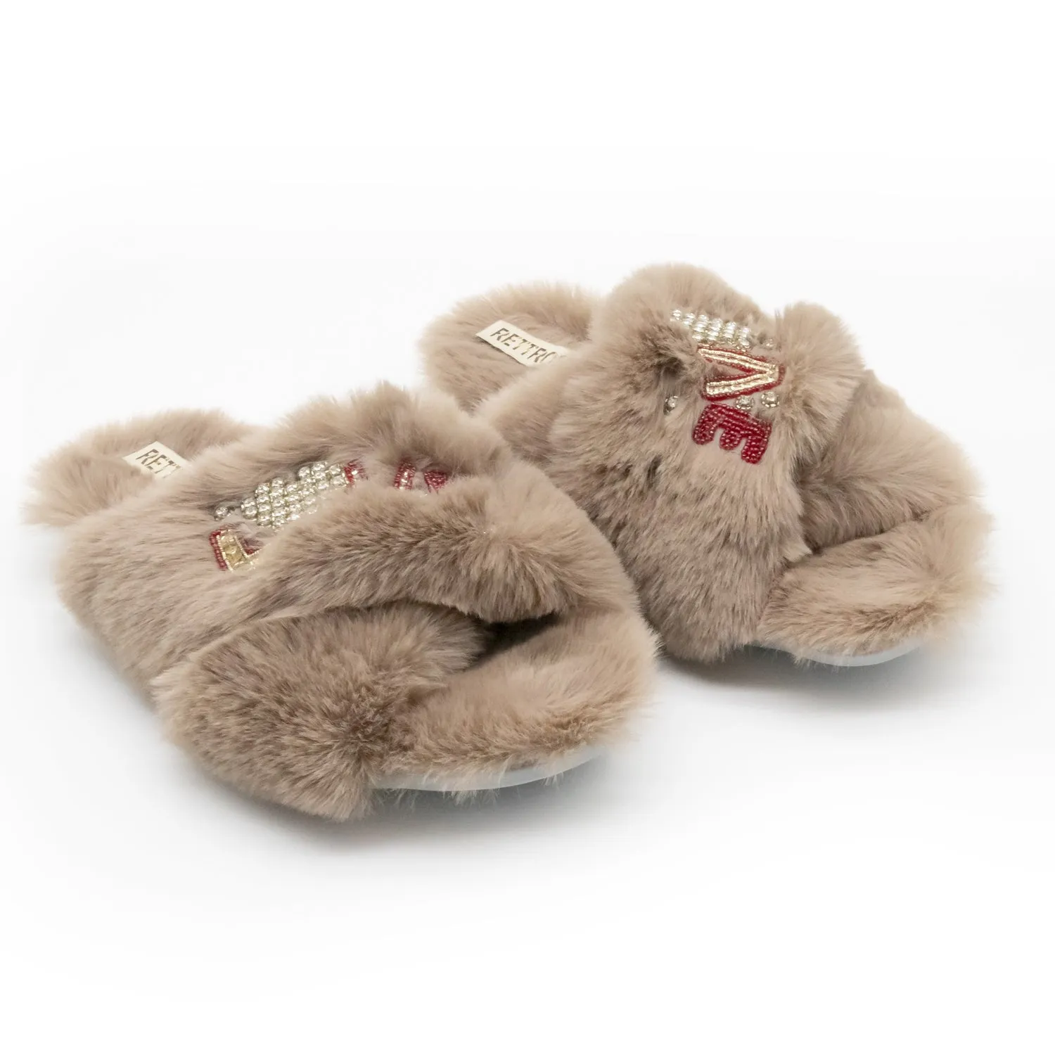 Valentina Luxury Plush Diamanté Embellished Handmade Slipper