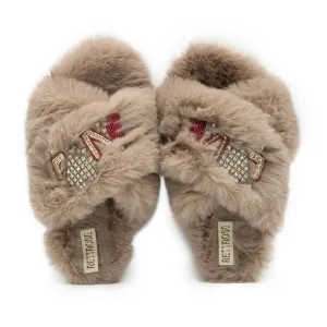 Valentina Luxury Plush Diamanté Embellished Handmade Slipper